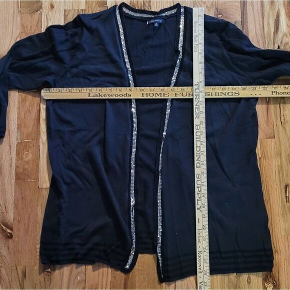 Anne Klein Linen Blend Cardigan with Bling Details 0X - Picture 6 of 6